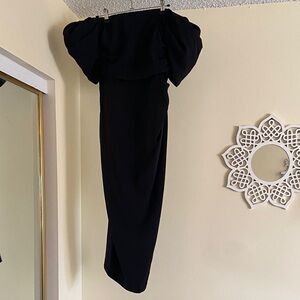 Showpo Off-the-Shoulder Black Midi Cocktail Dress